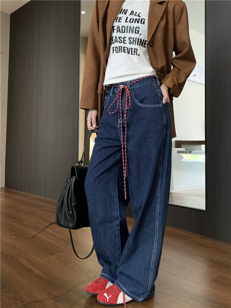 Wide leg straight pants jeans loose Casual long pants for women