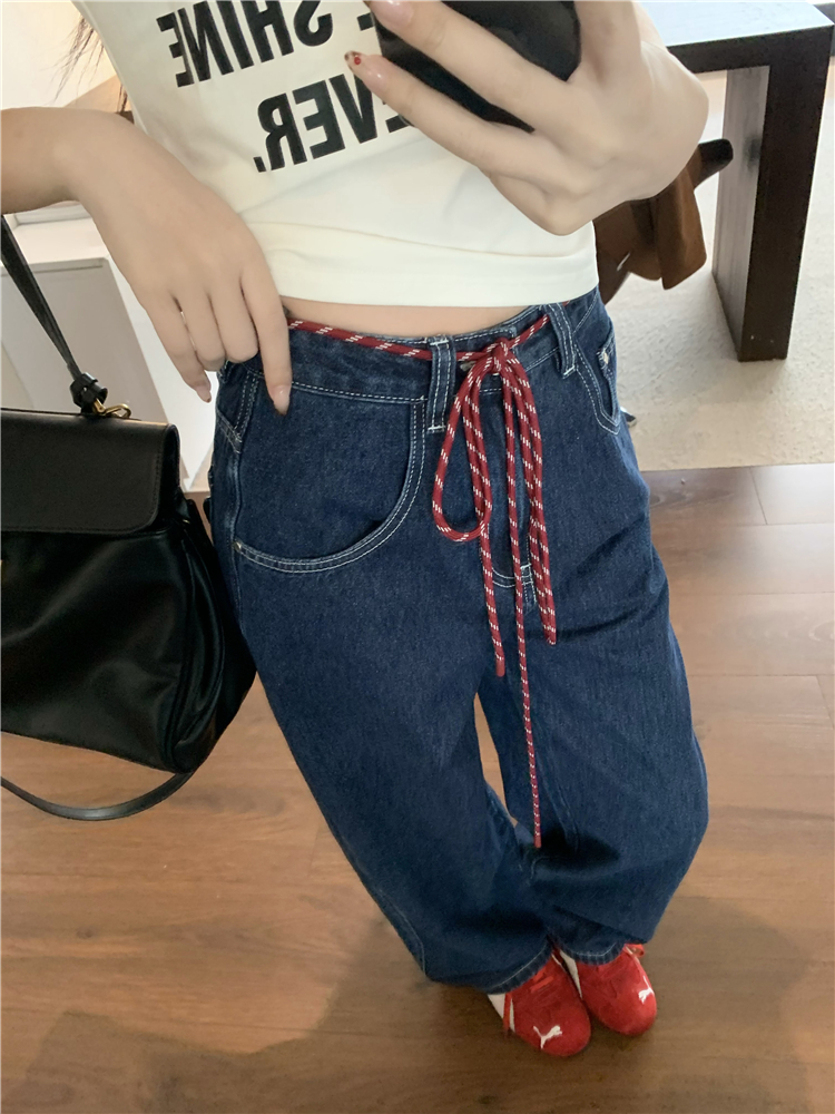 Wide leg straight pants jeans loose Casual long pants for women