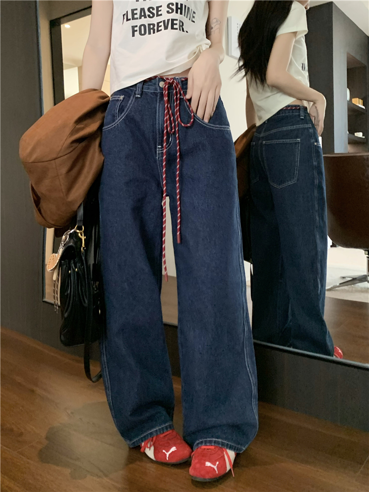 Wide leg straight pants jeans loose Casual long pants for women