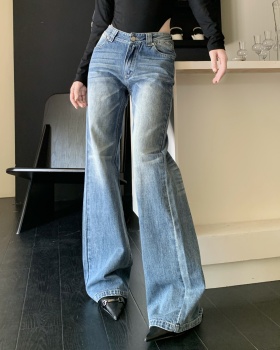 Slim retro casual pants wide leg all-match jeans for women