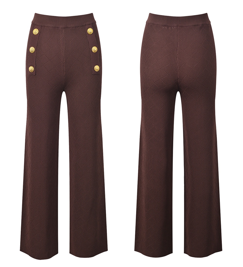 Gold buckle temperament wide leg pants ladies tops