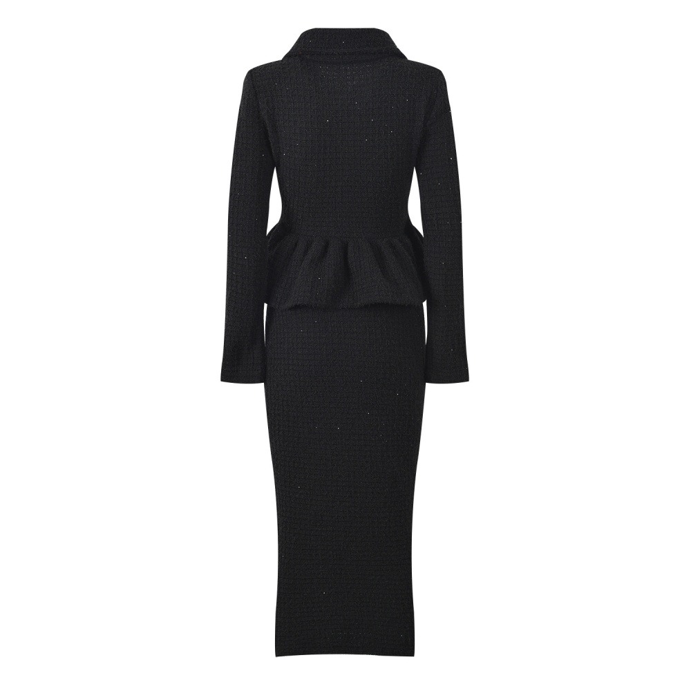 Lapel splice Pseudo-two light luxury dress