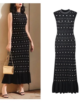 Temperament slim splice hem elegant niche dress