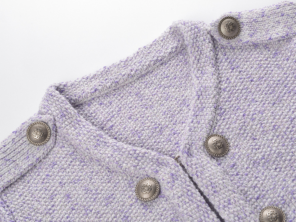 Knitted commuting niche tops purple temperament coat