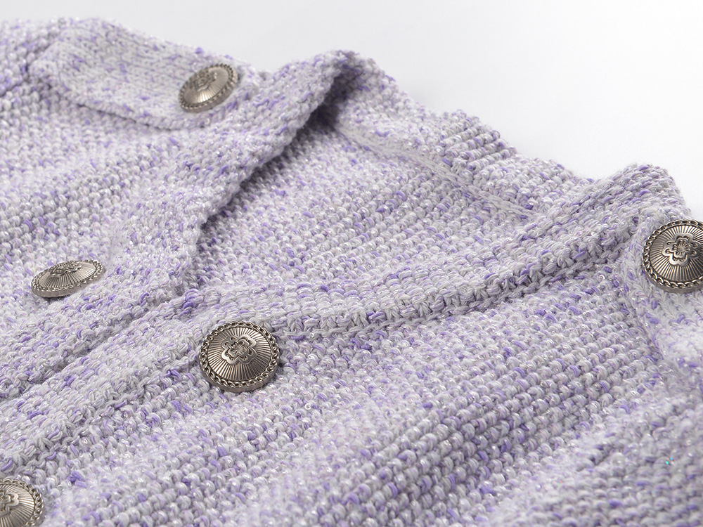 Knitted commuting niche tops purple temperament coat