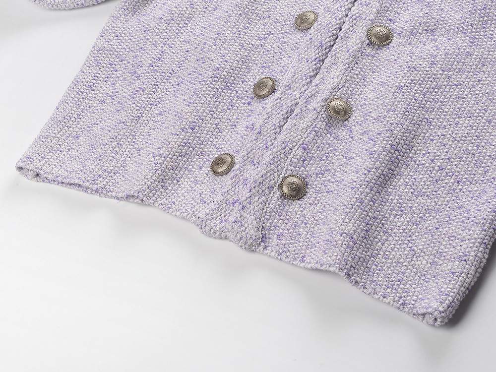 Knitted commuting niche tops purple temperament coat