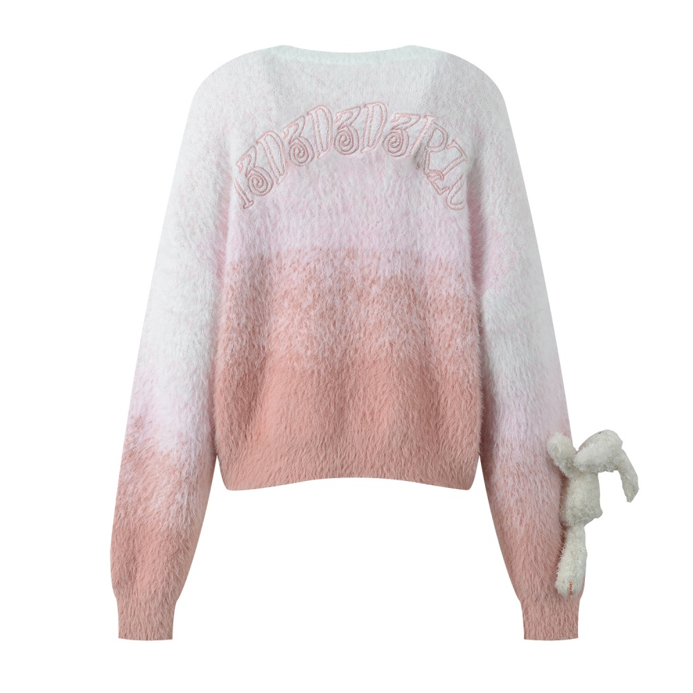 Stereoscopic cubs cardigan gradient knitted sweater