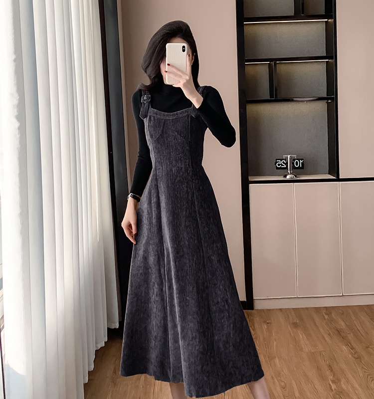 Autumn and winter bottoming shirt dress 2pcs set