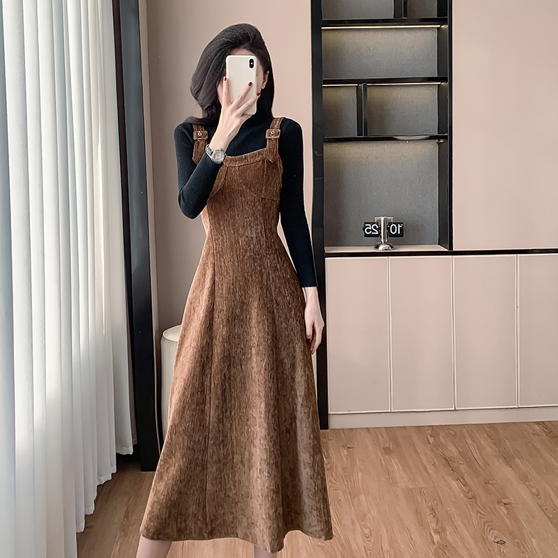 Autumn and winter bottoming shirt dress 2pcs set