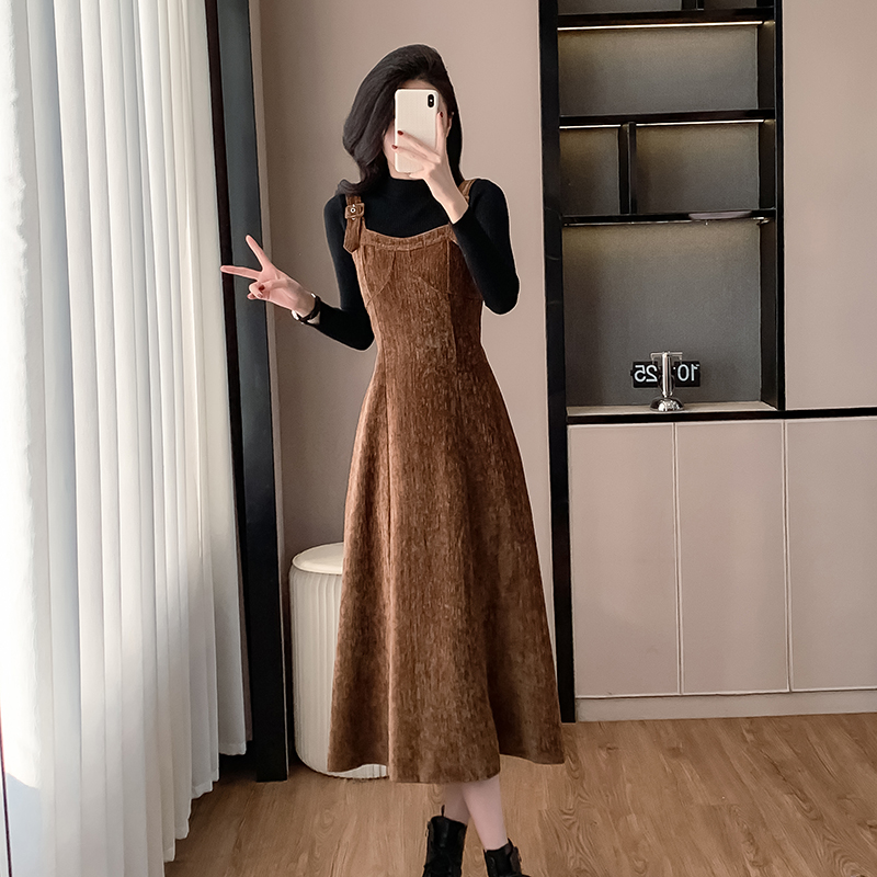 Autumn and winter bottoming shirt dress 2pcs set