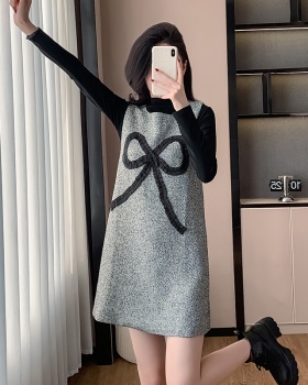 Round neck dress autumn and winter bottoming shirt 2pcs set