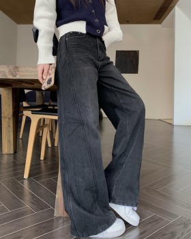 Straight wide leg pants high waist jeans for women