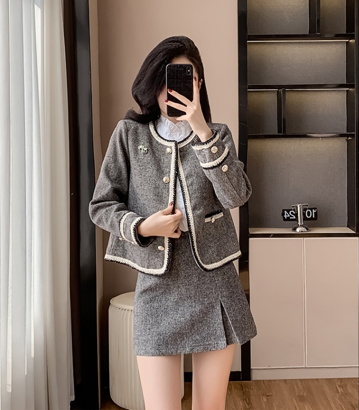 Autumn jacket short skirt 3pcs set for women