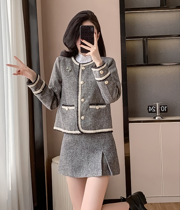 Autumn jacket short skirt 3pcs set for women