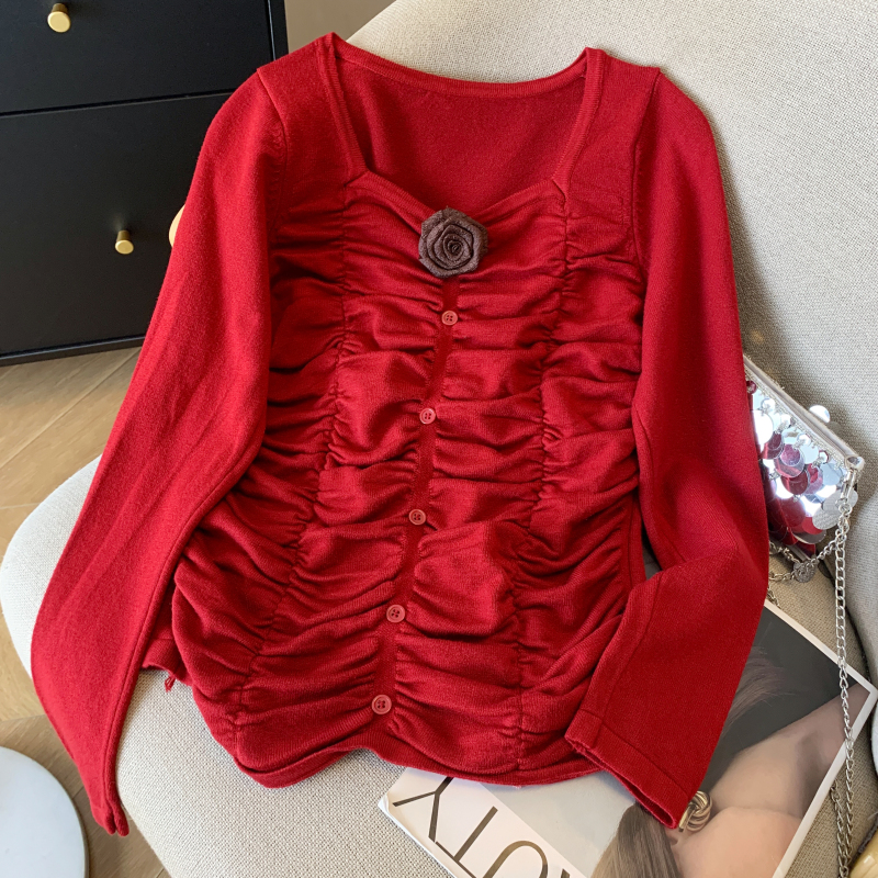 Stereoscopic tops long sleeve sweater for women