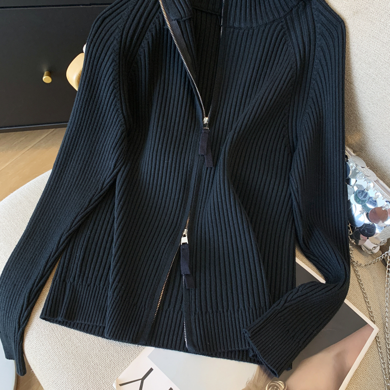 Niche zip autumn sweater small fellow slim tops