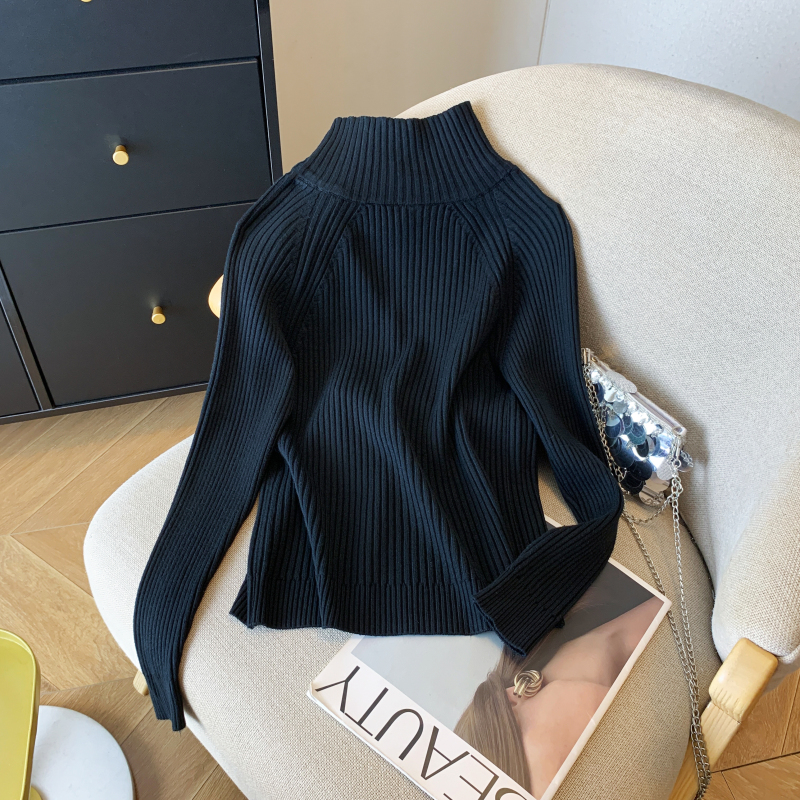 Niche zip autumn sweater small fellow slim tops