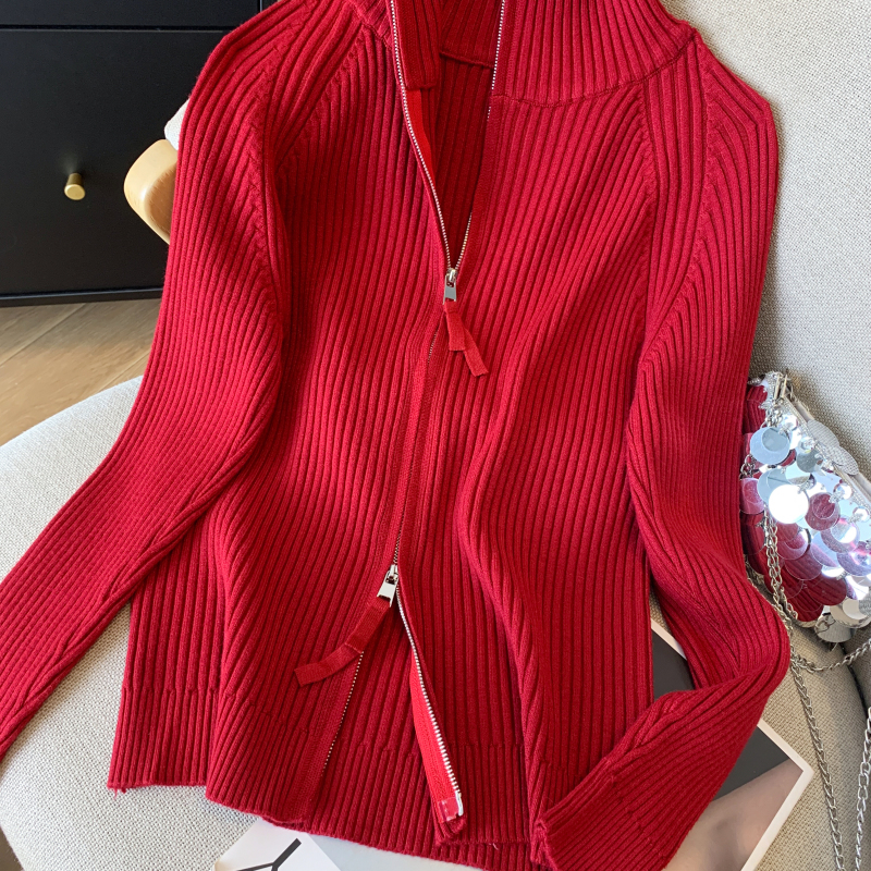 Niche zip autumn sweater small fellow slim tops