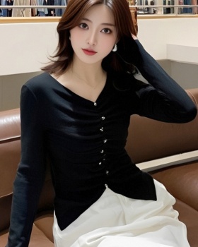 Autumn and winter knitted tops fold bottoming shirt for women