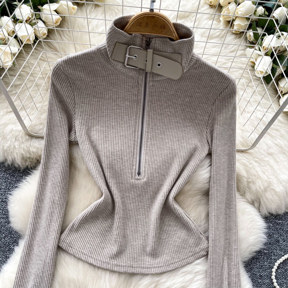 Cstand collar tops British style sweater for women