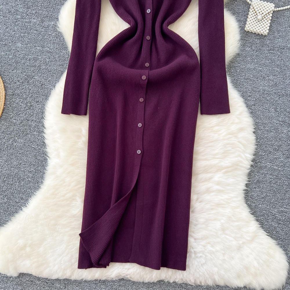 Slim bottoming dress Korean style pinched waist cardigan