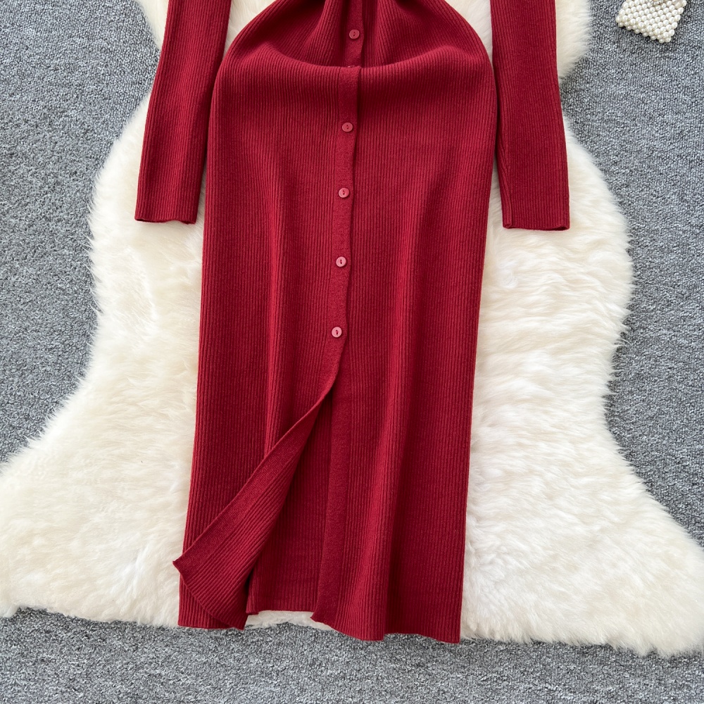 Slim bottoming dress Korean style pinched waist cardigan