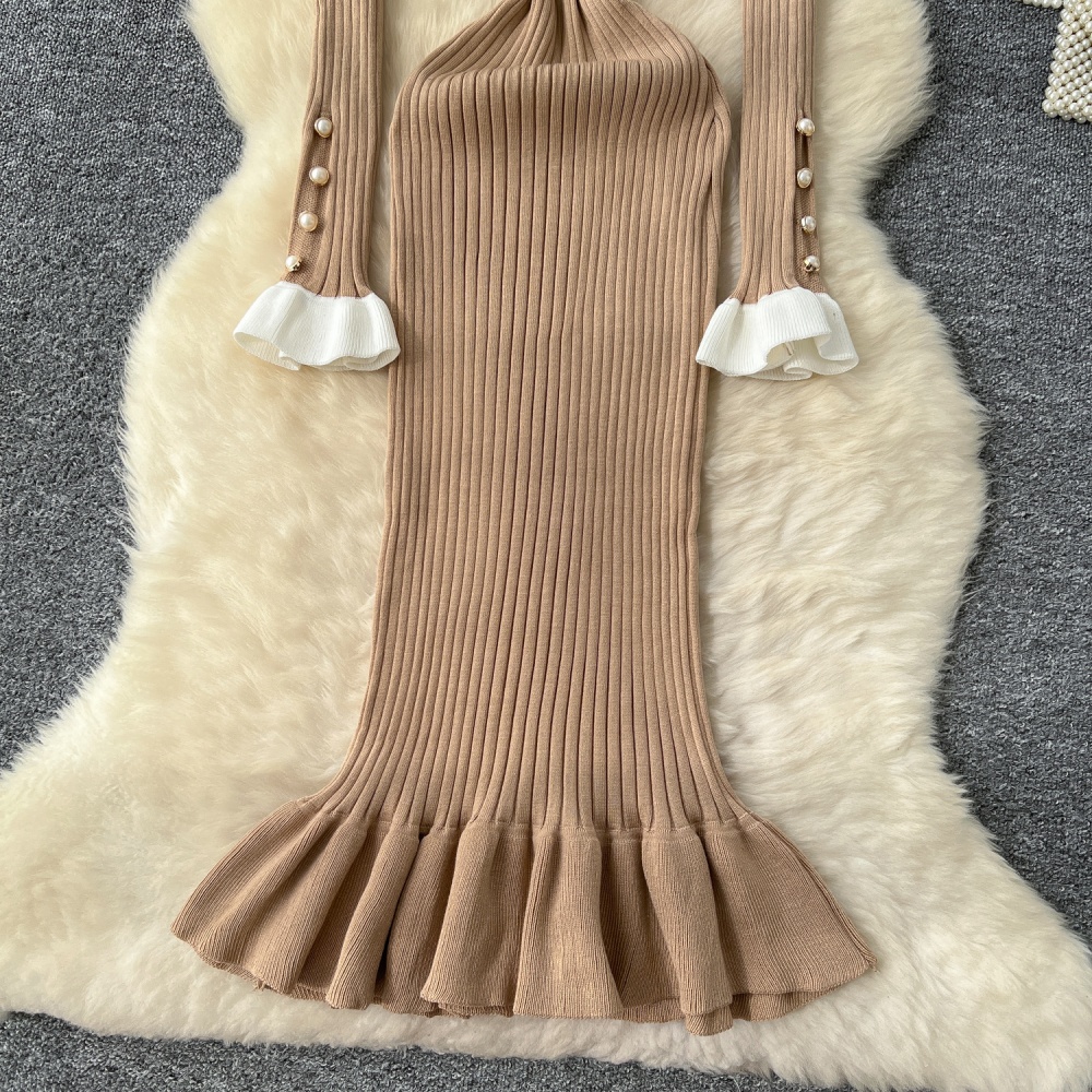 Single-breasted dress doll collar long dress for women