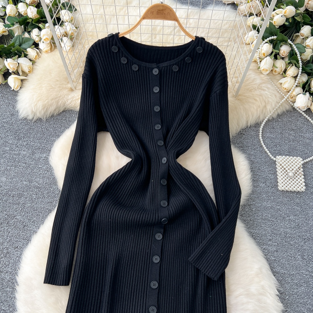 Bottoming slim long dress Korean style dress for women