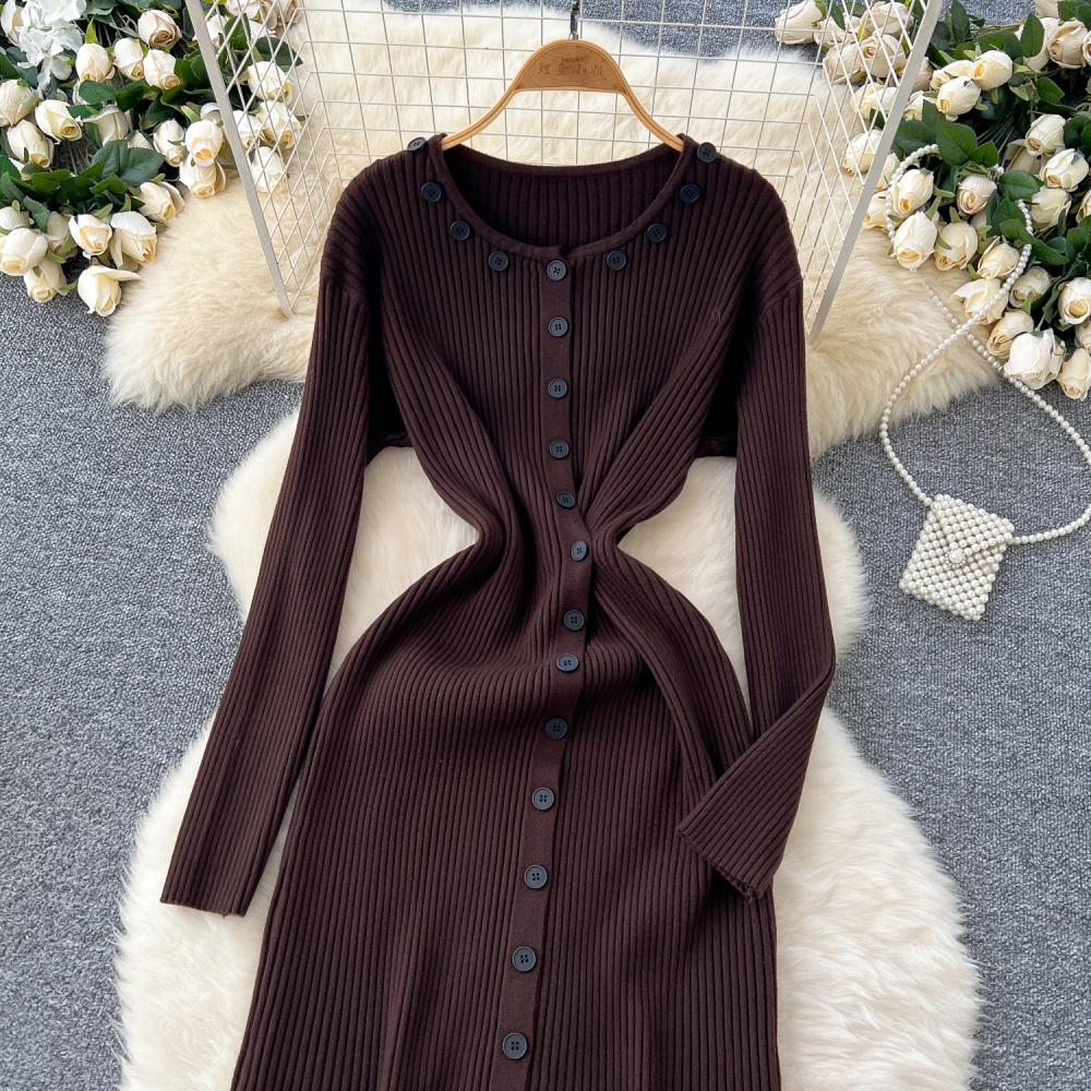 Bottoming slim long dress Korean style dress for women