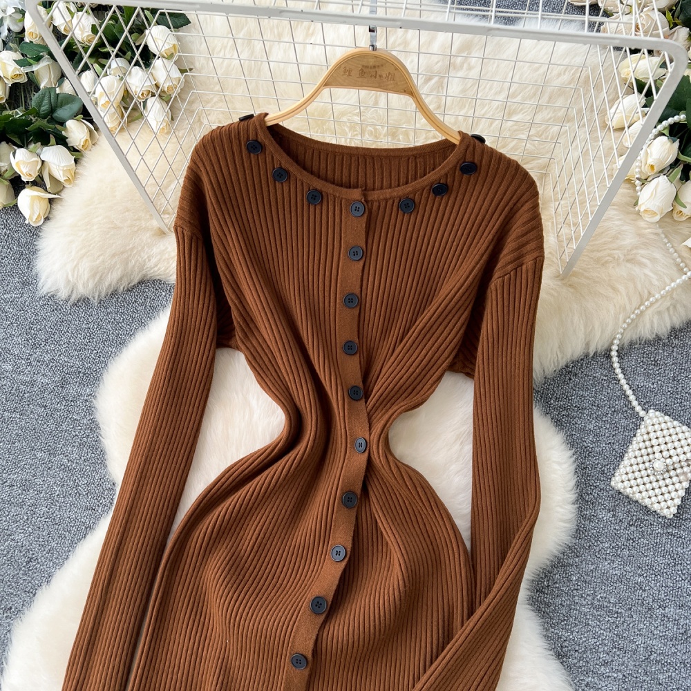 Bottoming slim long dress Korean style dress for women