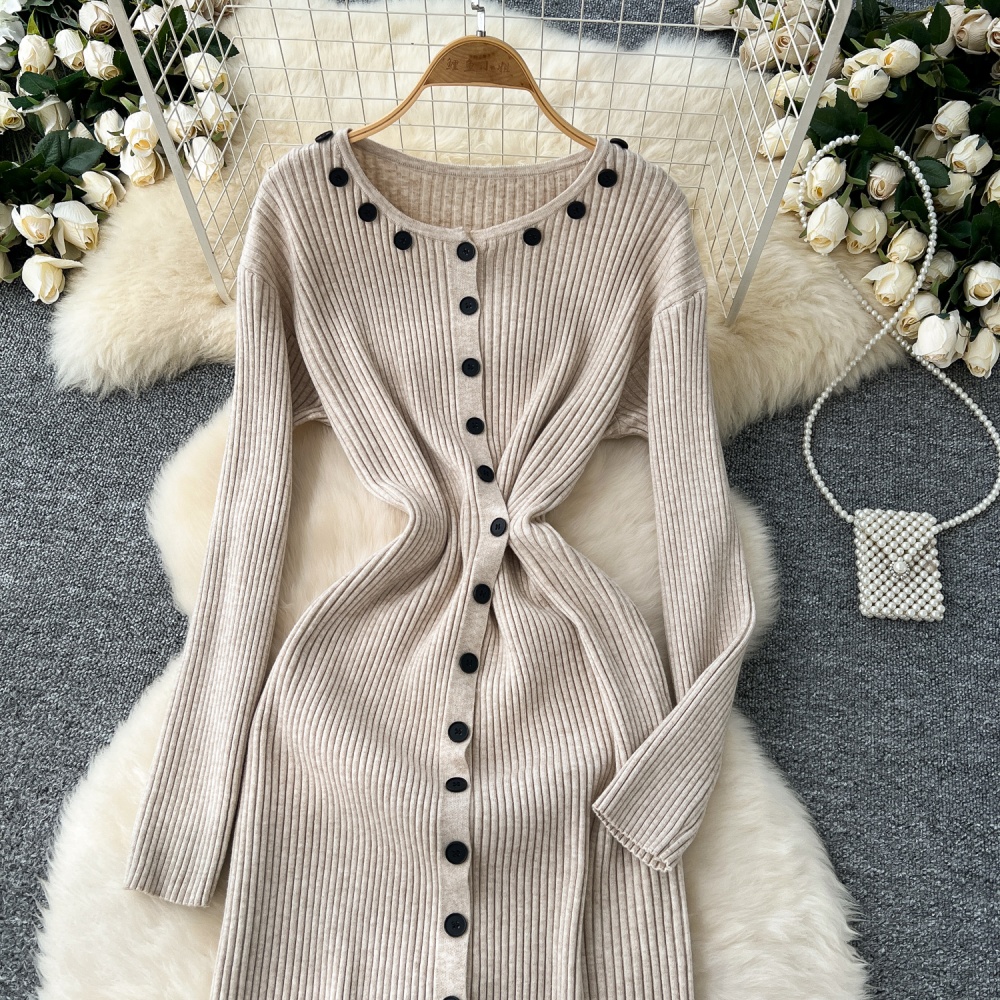 Bottoming slim long dress Korean style dress for women