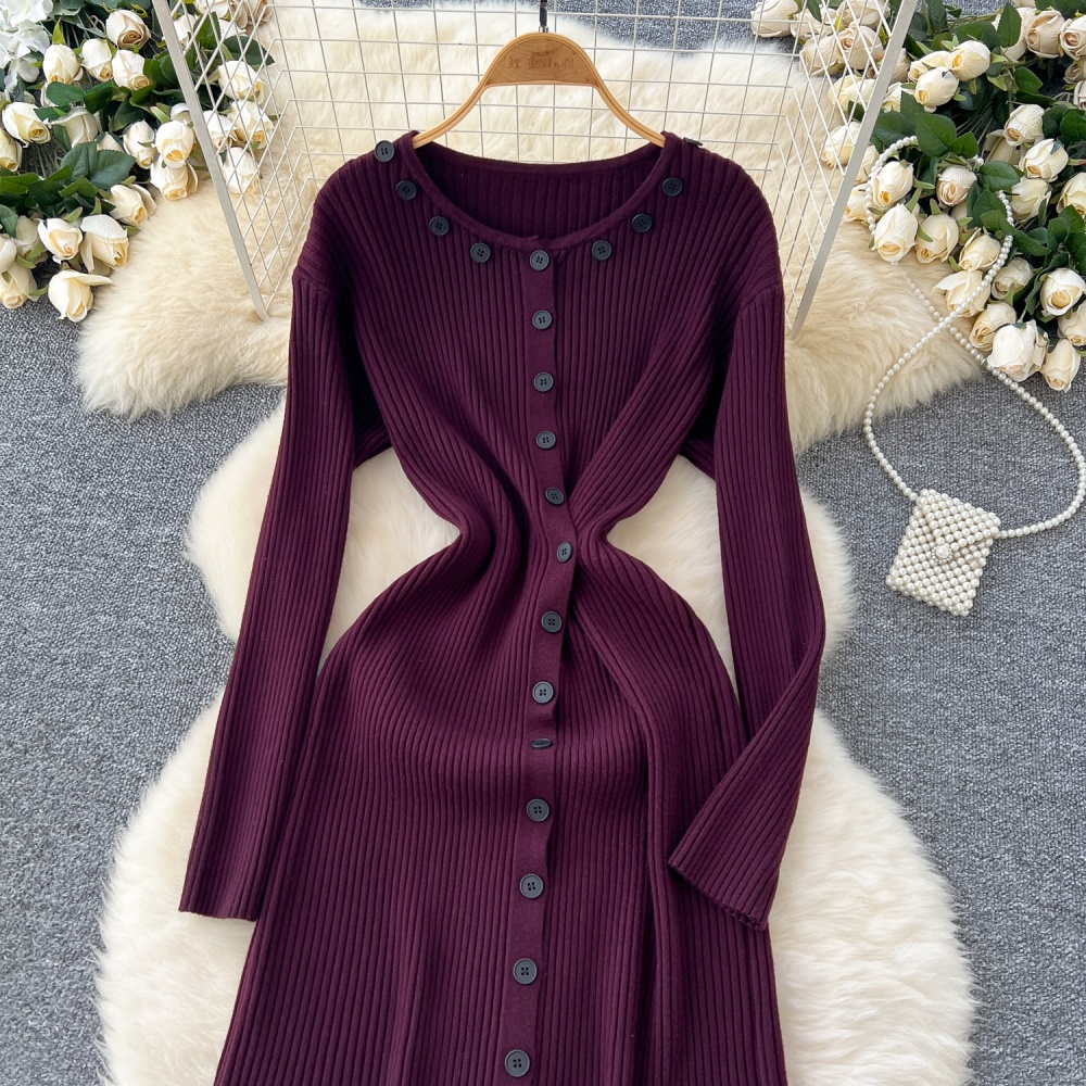 Bottoming slim long dress Korean style dress for women