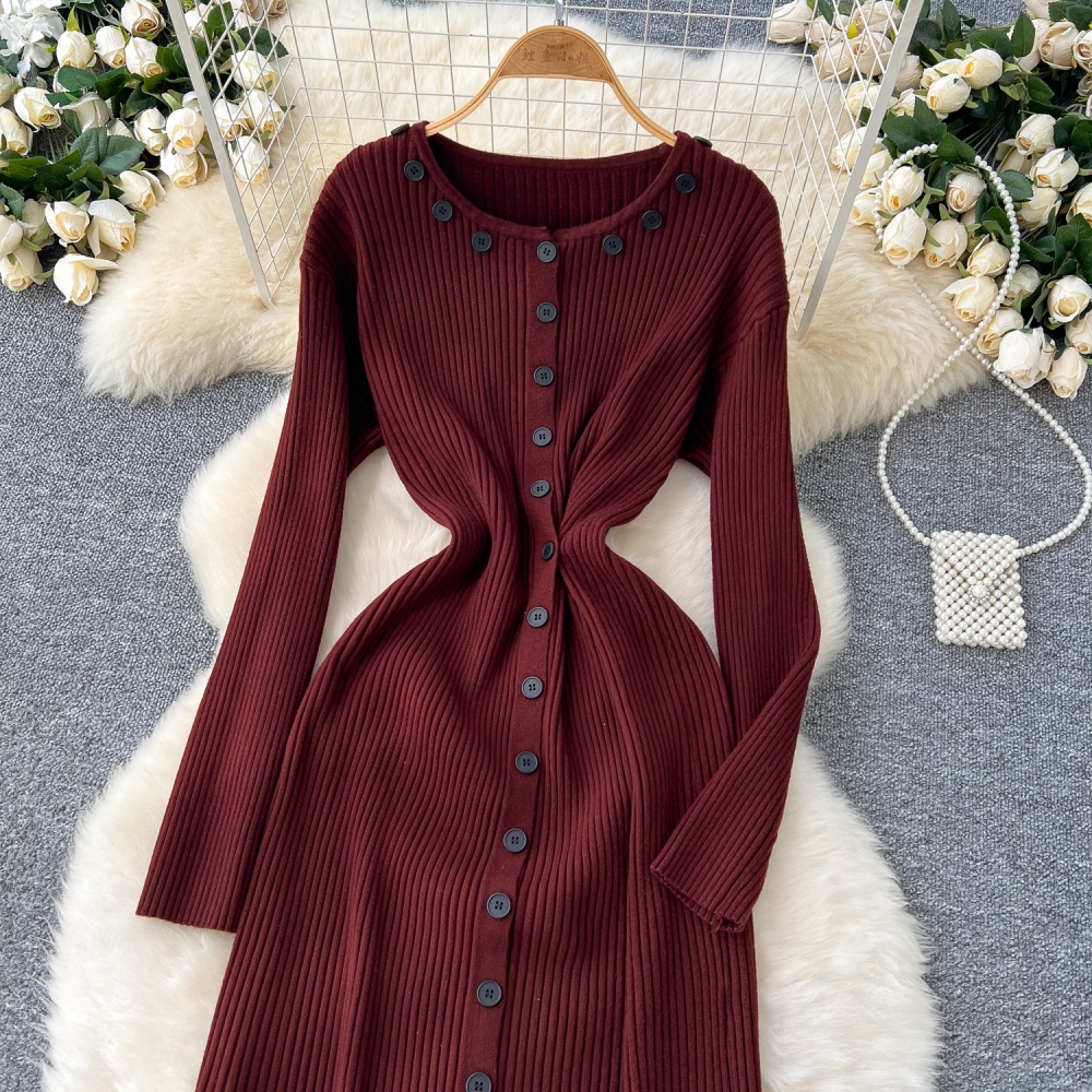 Bottoming slim long dress Korean style dress for women