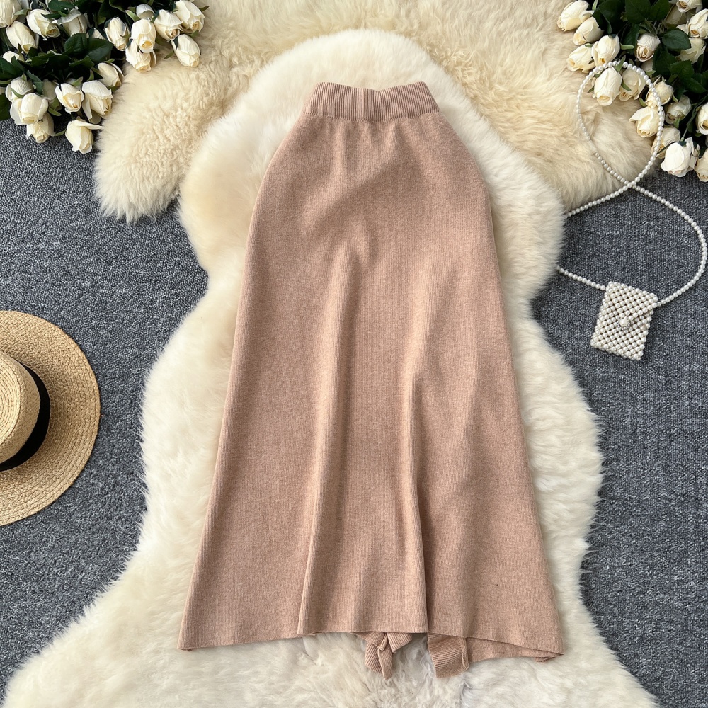 Lotus leaf edges split skirt high waist sweater dress