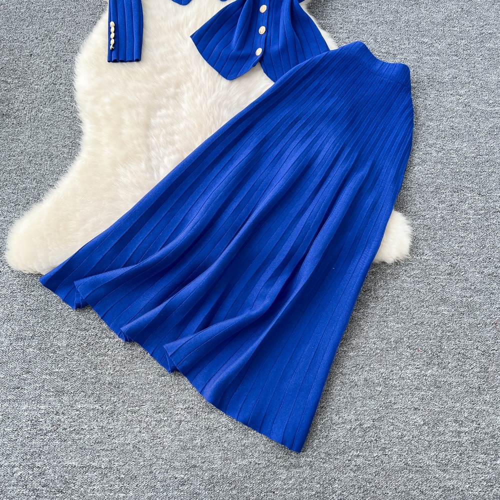 Sleeveless long sleeve skirt knitted vest 3pcs set for women