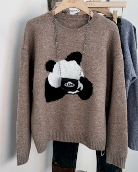 Autumn and winter panda tops cartoon embroidery shirts