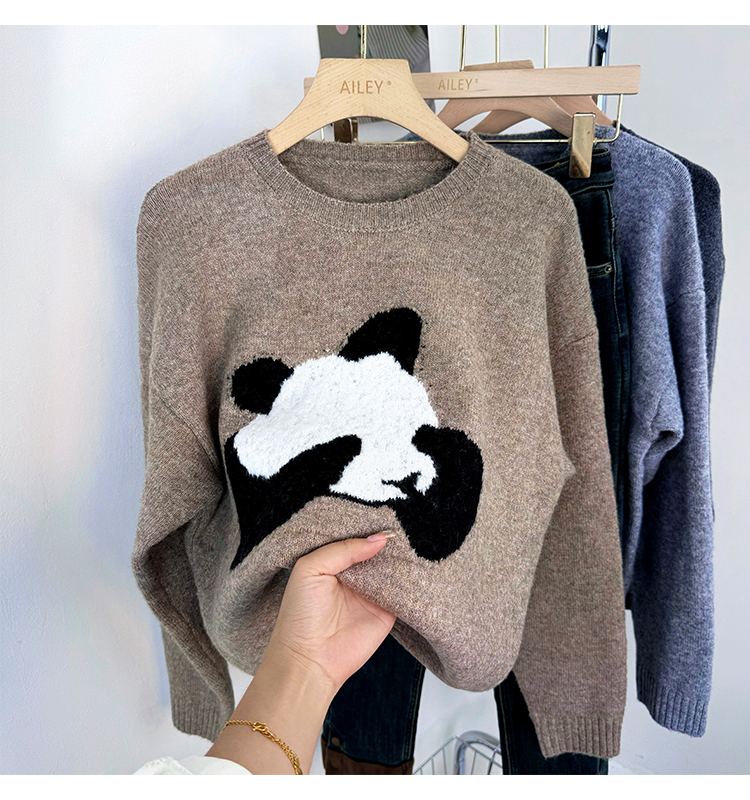 Autumn and winter panda tops cartoon embroidery shirts