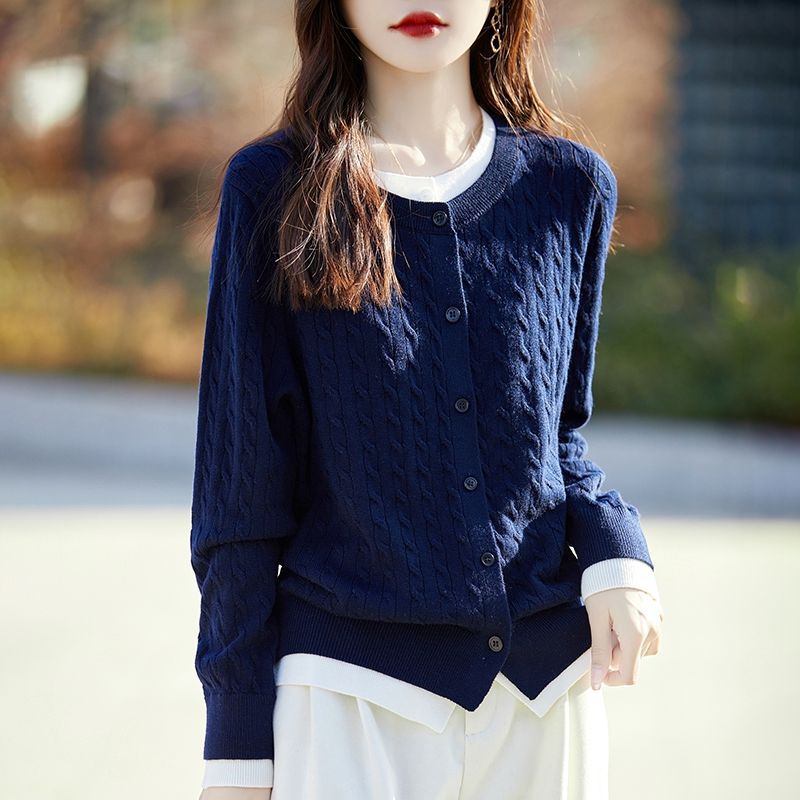 Mixed colors tops round neck sweater for women