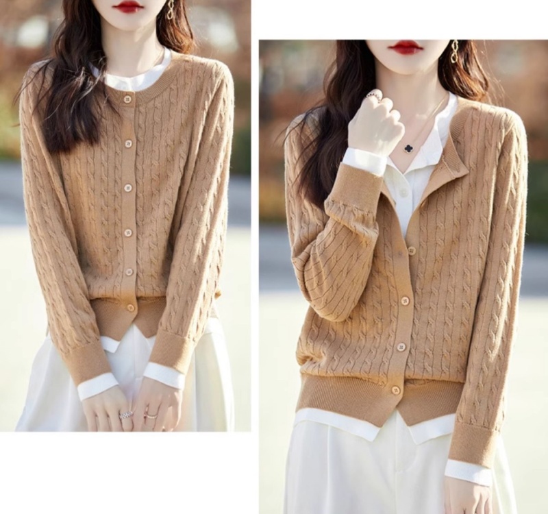 Mixed colors tops round neck sweater for women