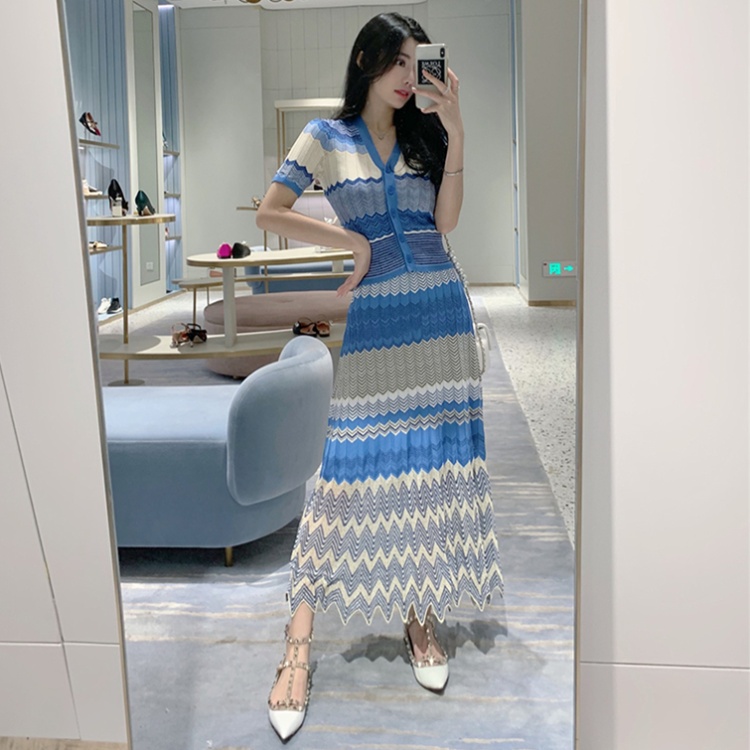 Chanelstyle summer long skirt knitted skirt 2pcs set