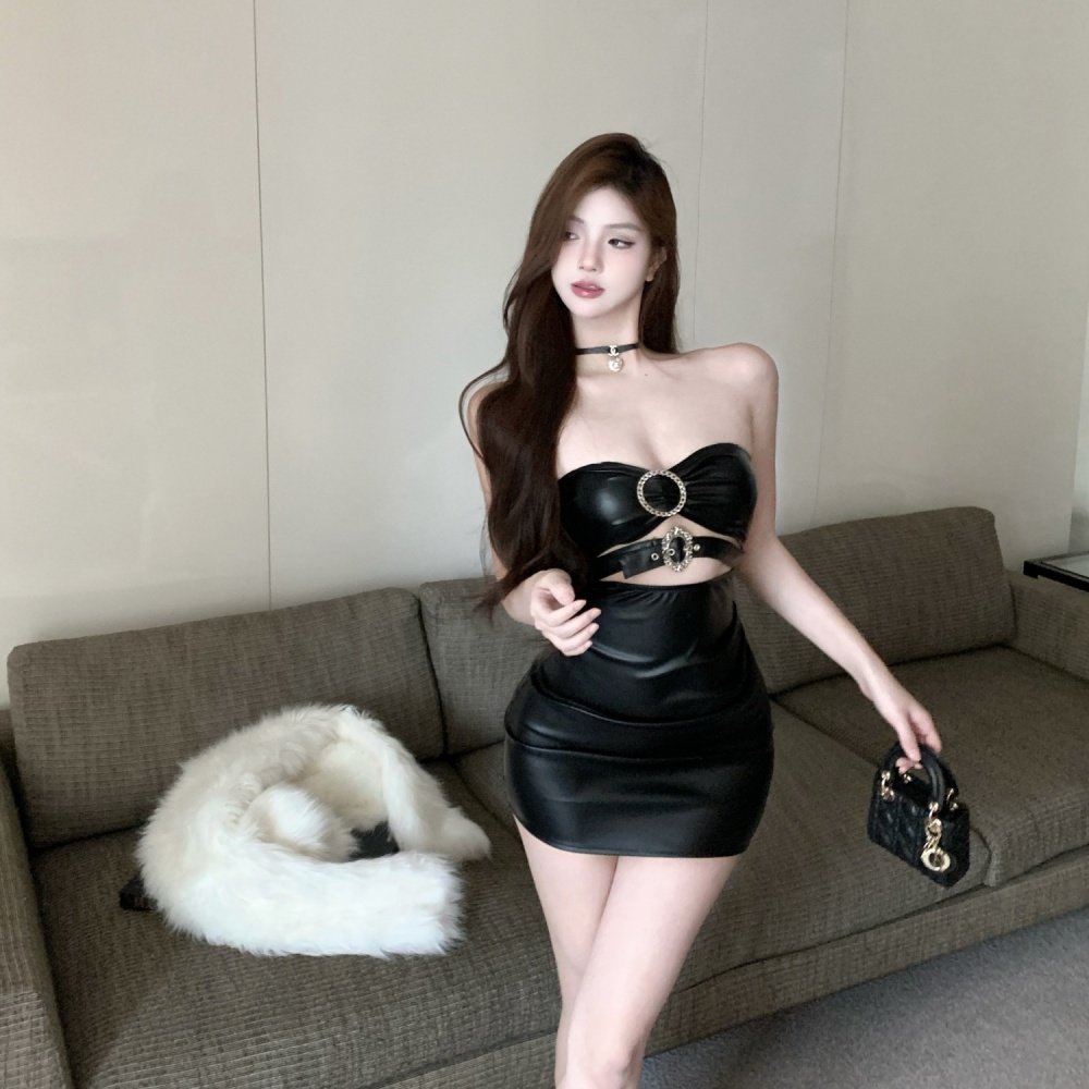 Hollow fashion wrapped chest sexy dress for women