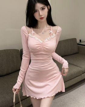 Hollow strapless fashion sling refreshing dress for women