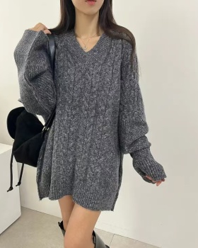 Long twist all-match Korean style pure sweater