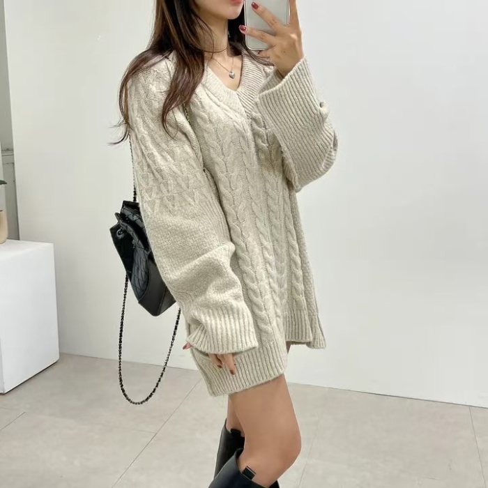 Long twist all-match Korean style pure sweater