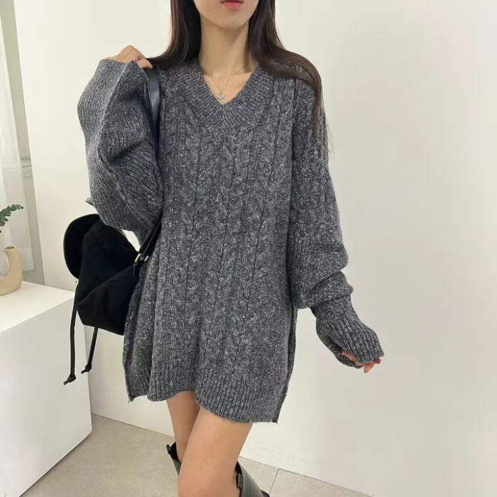 Long twist all-match Korean style pure sweater