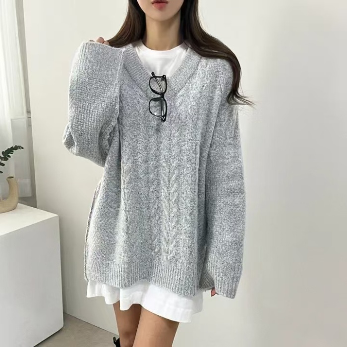 Long twist all-match Korean style pure sweater