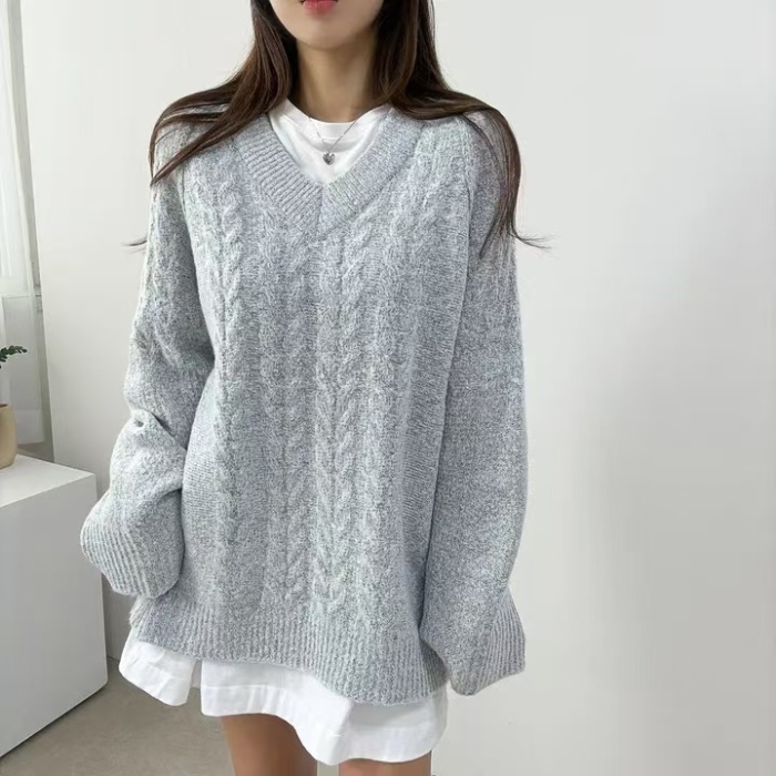 Long twist all-match Korean style pure sweater