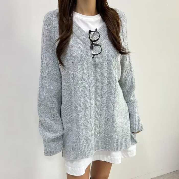 Long twist all-match Korean style pure sweater