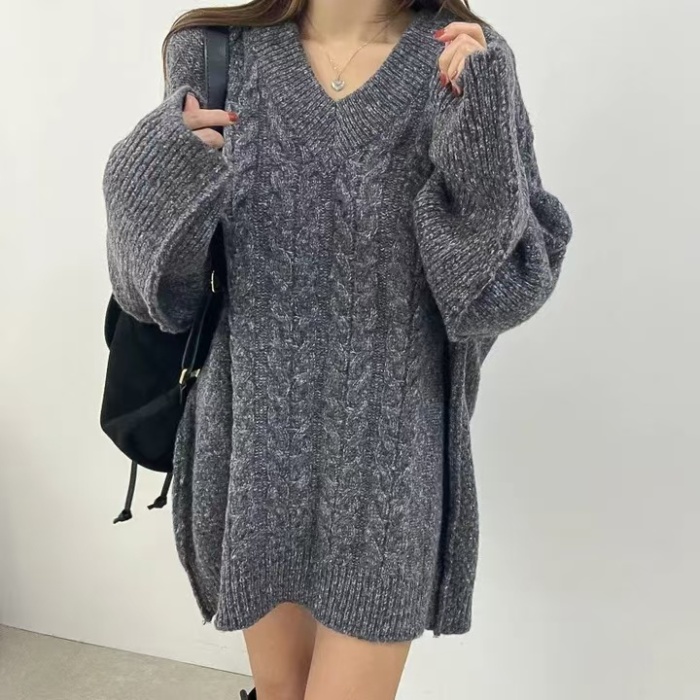 Long twist all-match Korean style pure sweater