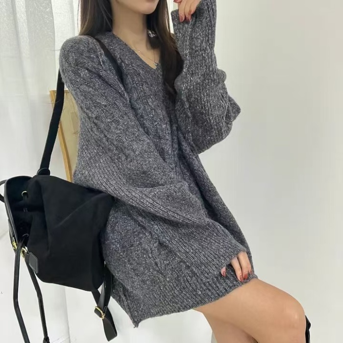 Long twist all-match Korean style pure sweater